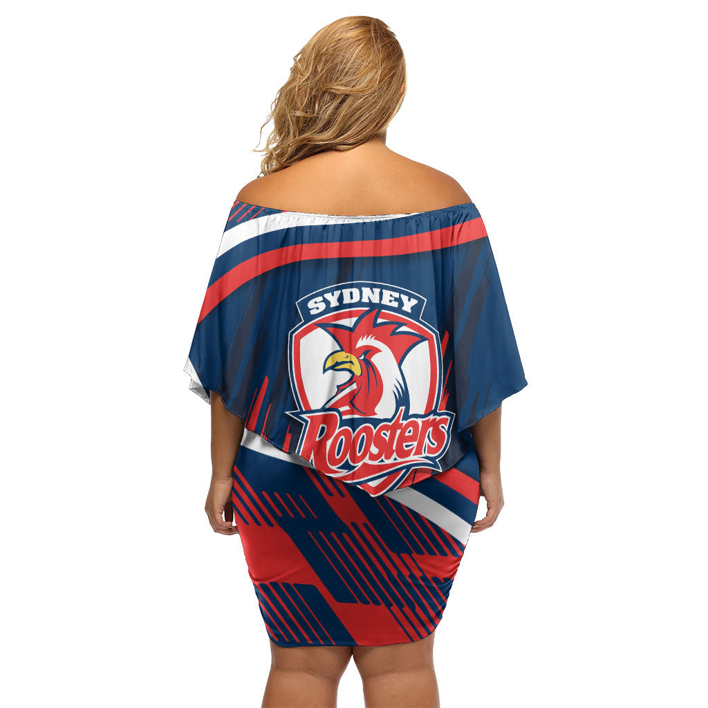 Roosters Rugby Mascot Family Matching Off Shoulder Short Dress and Hawaiian Shirt Fierce Athlete Graphic in Sports Style