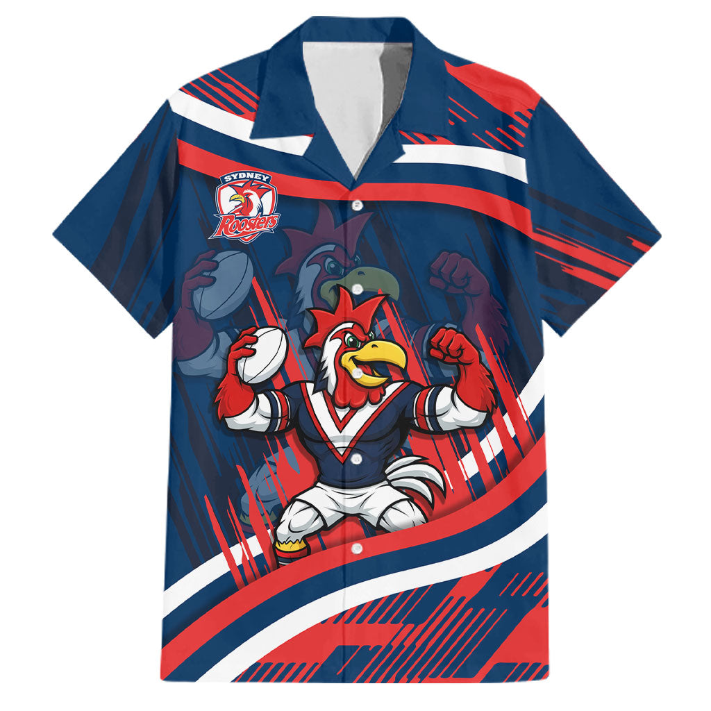 Roosters Rugby Mascot Family Matching Puletasi and Hawaiian Shirt Fierce Athlete Graphic in Sports Style