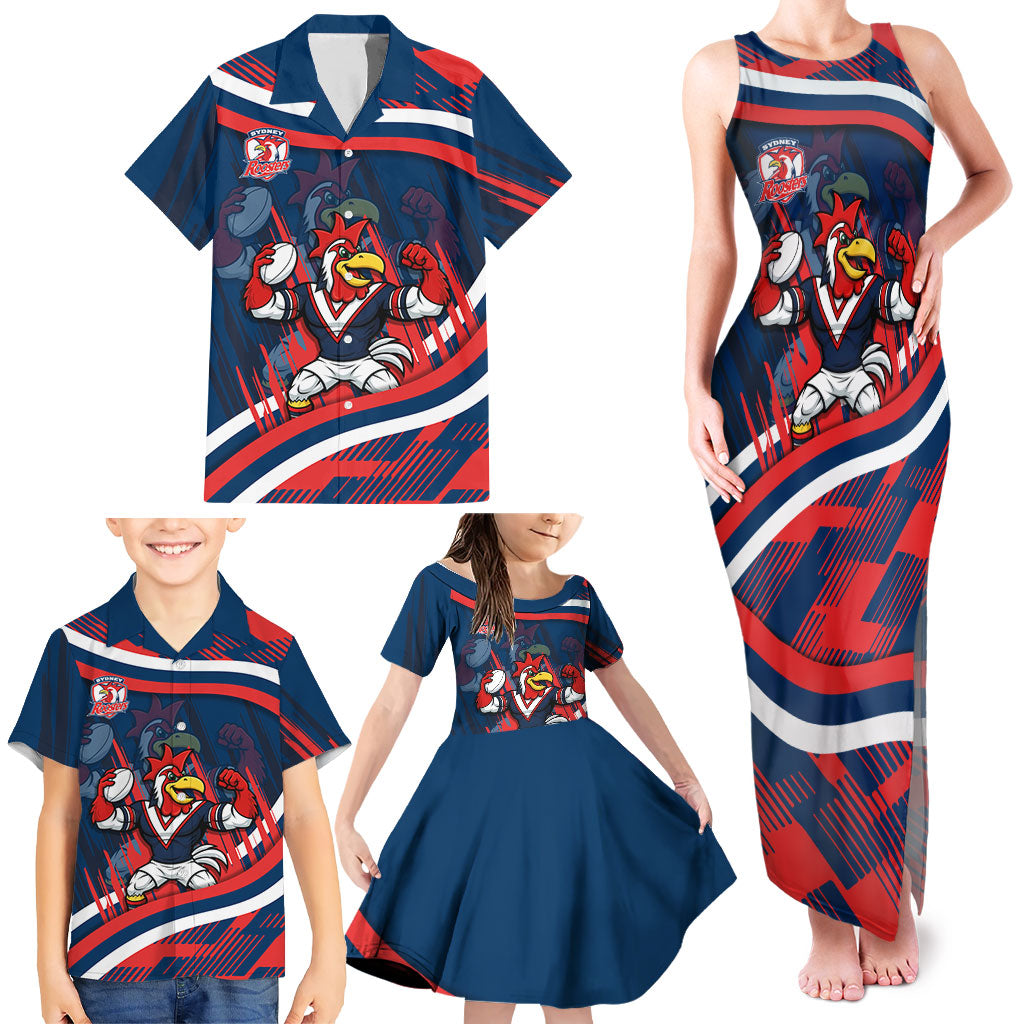 Roosters Rugby Mascot Family Matching Tank Maxi Dress and Hawaiian Shirt Fierce Athlete Graphic in Sports Style