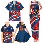 Roosters Rugby Mascot Family Matching Tank Maxi Dress and Hawaiian Shirt Fierce Athlete Graphic in Sports Style