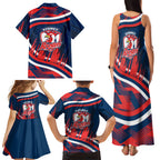 Roosters Rugby Mascot Family Matching Tank Maxi Dress and Hawaiian Shirt Fierce Athlete Graphic in Sports Style