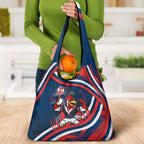 Roosters Rugby Mascot Grocery Bag Fierce Athlete Graphic in Sports Style