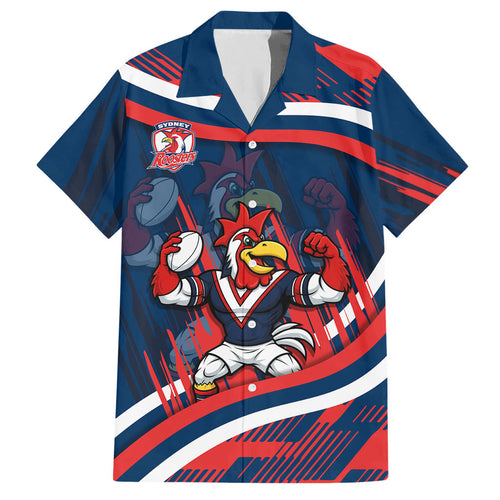 Roosters Rugby Mascot Hawaiian Shirt Fierce Athlete Graphic in Sports Style