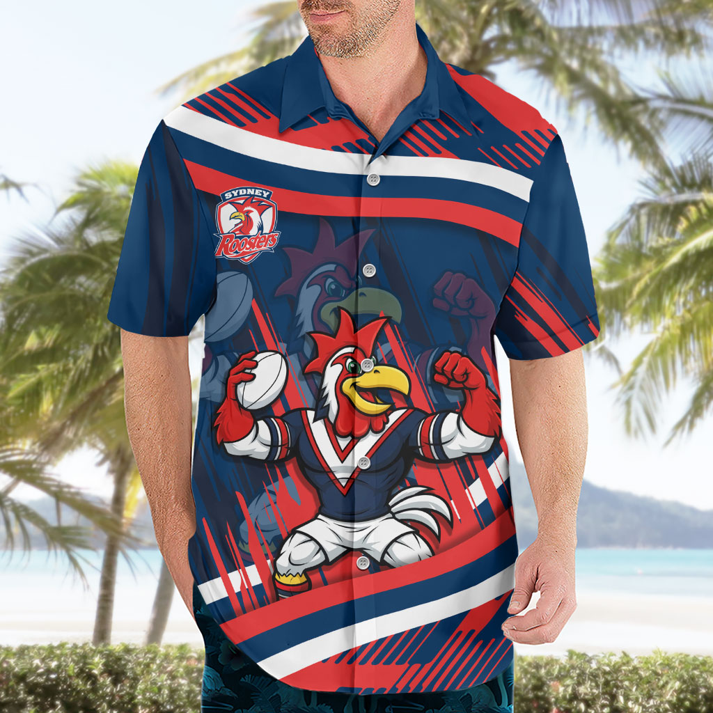 Roosters Rugby Mascot Hawaiian Shirt Fierce Athlete Graphic in Sports Style