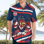Roosters Rugby Mascot Hawaiian Shirt Fierce Athlete Graphic in Sports Style