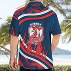 Roosters Rugby Mascot Hawaiian Shirt Fierce Athlete Graphic in Sports Style
