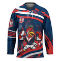 Roosters Rugby Mascot Hockey Jersey Fierce Athlete Graphic in Sports Style