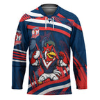 Roosters Rugby Mascot Hockey Jersey Fierce Athlete Graphic in Sports Style