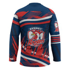 Roosters Rugby Mascot Hockey Jersey Fierce Athlete Graphic in Sports Style