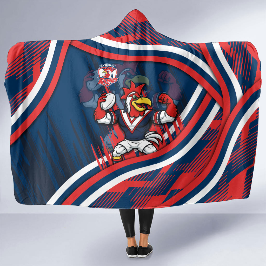 Roosters Rugby Mascot Hooded Blanket Fierce Athlete Graphic in Sports Style