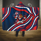 Roosters Rugby Mascot Hooded Blanket Fierce Athlete Graphic in Sports Style