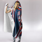 Roosters Rugby Mascot Hooded Blanket Fierce Athlete Graphic in Sports Style