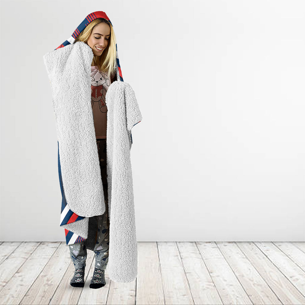 Roosters Rugby Mascot Hooded Blanket Fierce Athlete Graphic in Sports Style