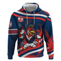 Roosters Rugby Mascot Hoodie Fierce Athlete Graphic in Sports Style