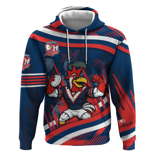 Roosters Rugby Mascot Hoodie Fierce Athlete Graphic in Sports Style