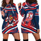 Roosters Rugby Mascot Hoodie Dress Fierce Athlete Graphic in Sports Style