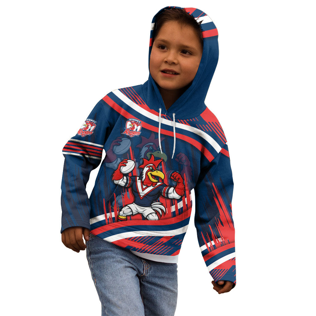 Roosters Rugby Mascot Kid Hoodie Fierce Athlete Graphic in Sports Style