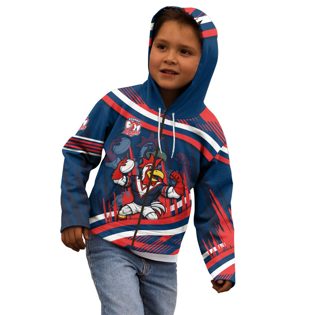Roosters Rugby Mascot Kid Hoodie Fierce Athlete Graphic in Sports Style