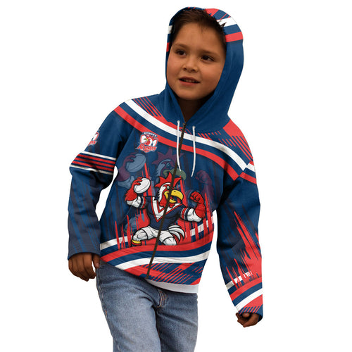 Roosters Rugby Mascot Kid Hoodie Fierce Athlete Graphic in Sports Style