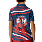 Roosters Rugby Mascot Kid Polo Shirt Fierce Athlete Graphic in Sports Style