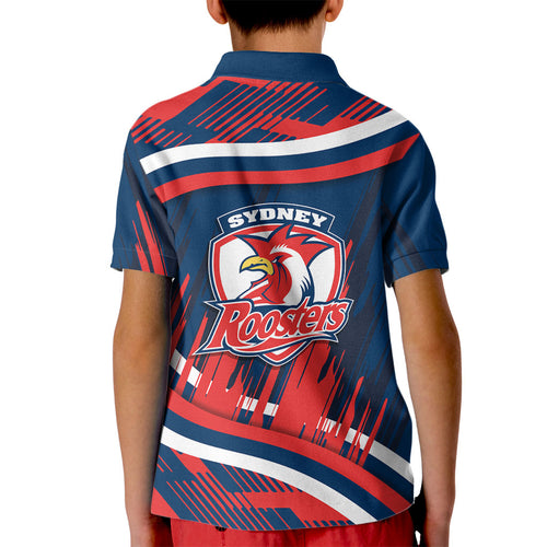 Roosters Rugby Mascot Kid Polo Shirt Fierce Athlete Graphic in Sports Style