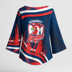 Roosters Rugby Mascot Kimono Sleeve Blouse Fierce Athlete Graphic in Sports Style