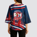 Roosters Rugby Mascot Kimono Sleeve Blouse Fierce Athlete Graphic in Sports Style