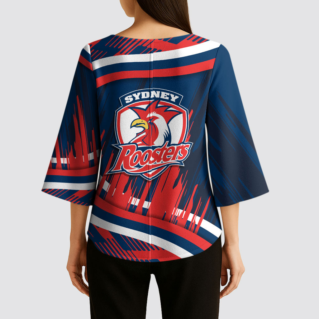 Roosters Rugby Mascot Kimono Sleeve Blouse Fierce Athlete Graphic in Sports Style