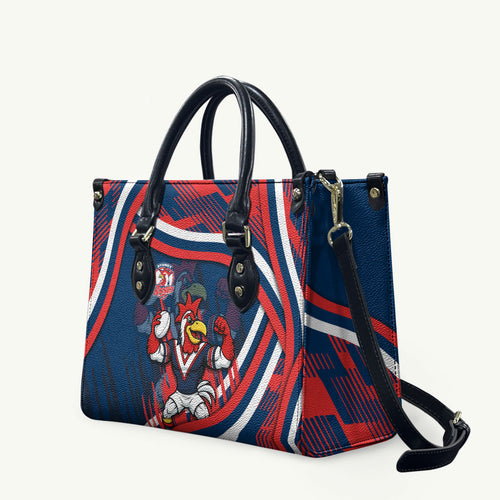 Roosters Rugby Mascot Leather Bag Fierce Athlete Graphic in Sports Style