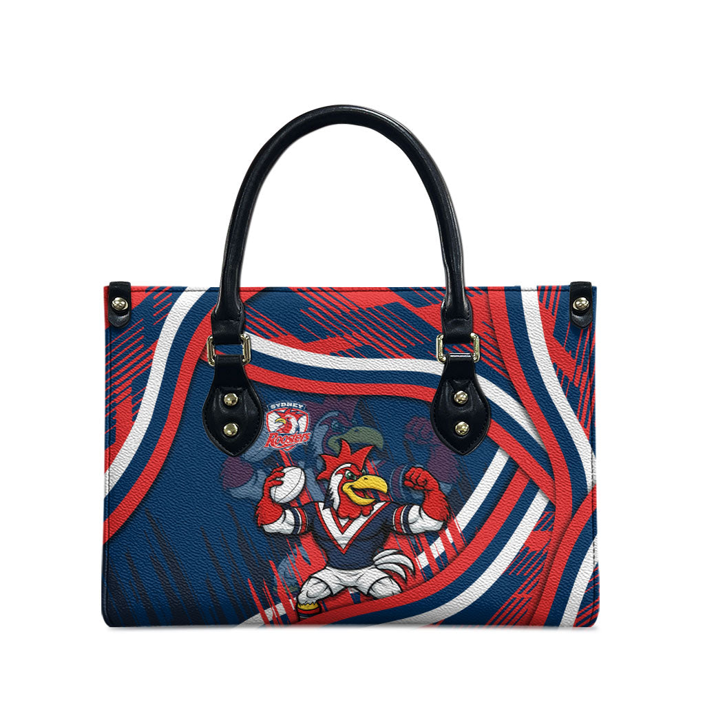 Roosters Rugby Mascot Leather Bag Fierce Athlete Graphic in Sports Style