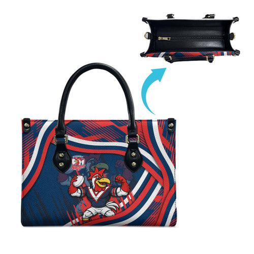 Roosters Rugby Mascot Leather Bag Fierce Athlete Graphic in Sports Style