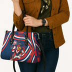 Roosters Rugby Mascot Leather Bag Fierce Athlete Graphic in Sports Style