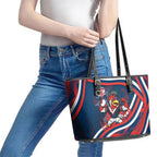 Roosters Rugby Mascot Leather Tote Bag Fierce Athlete Graphic in Sports Style