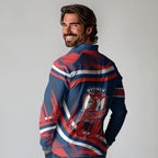 Roosters Rugby Mascot Long Sleeve Polo Shirt Fierce Athlete Graphic in Sports Style