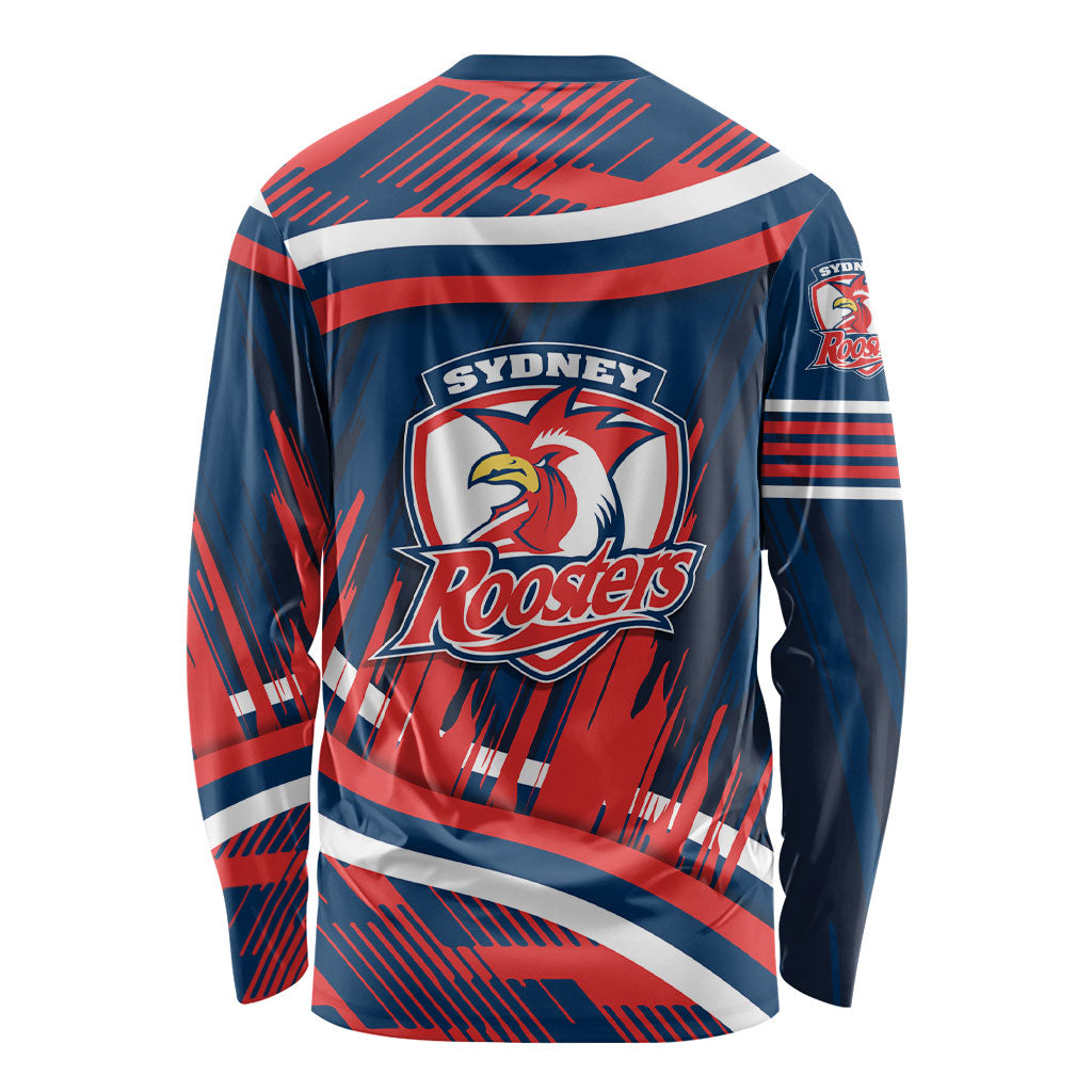 Roosters Rugby Mascot Long Sleeve Shirt Fierce Athlete Graphic in Sports Style