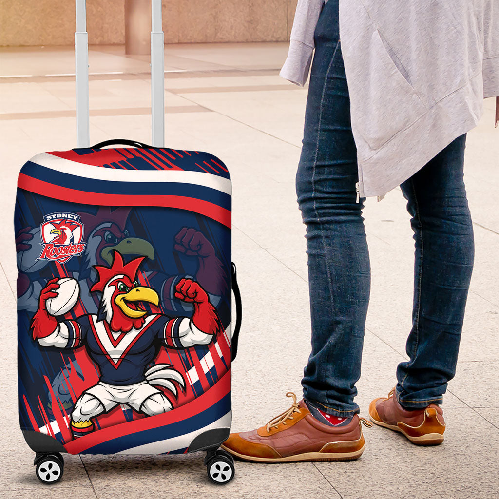 Roosters Rugby Mascot Luggage Cover Fierce Athlete Graphic in Sports Style