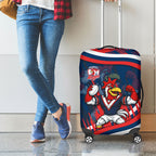 Roosters Rugby Mascot Luggage Cover Fierce Athlete Graphic in Sports Style