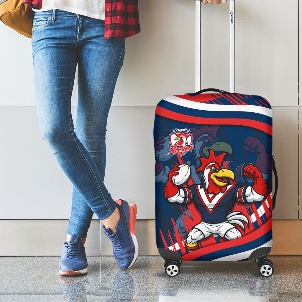 Roosters Rugby Mascot Luggage Cover Fierce Athlete Graphic in Sports Style