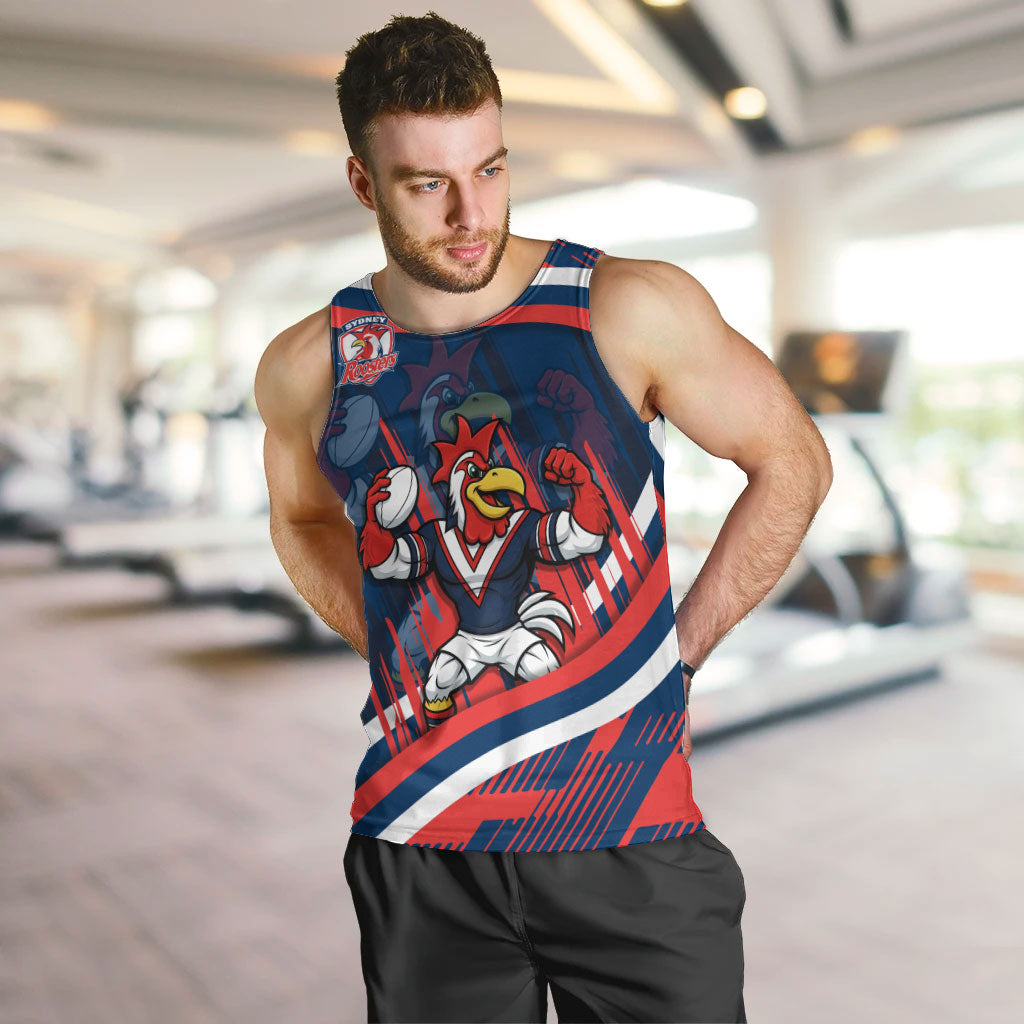 Roosters Rugby Mascot Men Tank Top Fierce Athlete Graphic in Sports Style