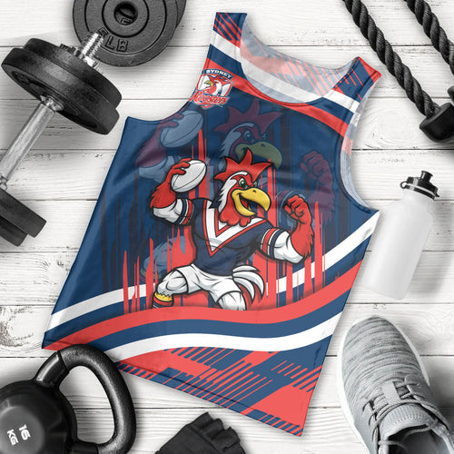Roosters Rugby Mascot Men Tank Top Fierce Athlete Graphic in Sports Style