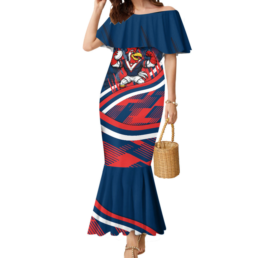 Roosters Rugby Mascot Mermaid Dress Fierce Athlete Graphic in Sports Style