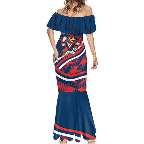 Roosters Rugby Mascot Mermaid Dress Fierce Athlete Graphic in Sports Style