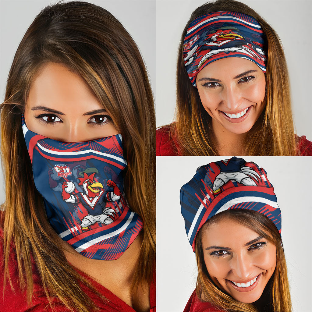 Roosters Rugby Mascot Neck Gaiter Fierce Athlete Graphic in Sports Style