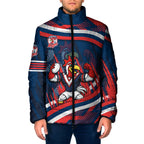 Roosters Rugby Mascot Padded Jacket Fierce Athlete Graphic in Sports Style