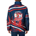 Roosters Rugby Mascot Padded Jacket Fierce Athlete Graphic in Sports Style