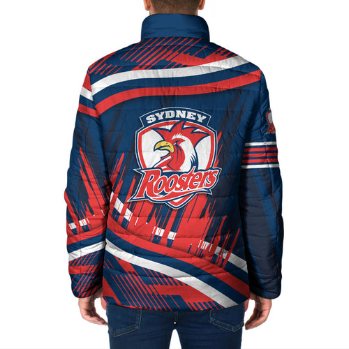 Roosters Rugby Mascot Padded Jacket Fierce Athlete Graphic in Sports Style