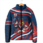 Roosters Rugby Mascot Padded Jacket Fierce Athlete Graphic in Sports Style