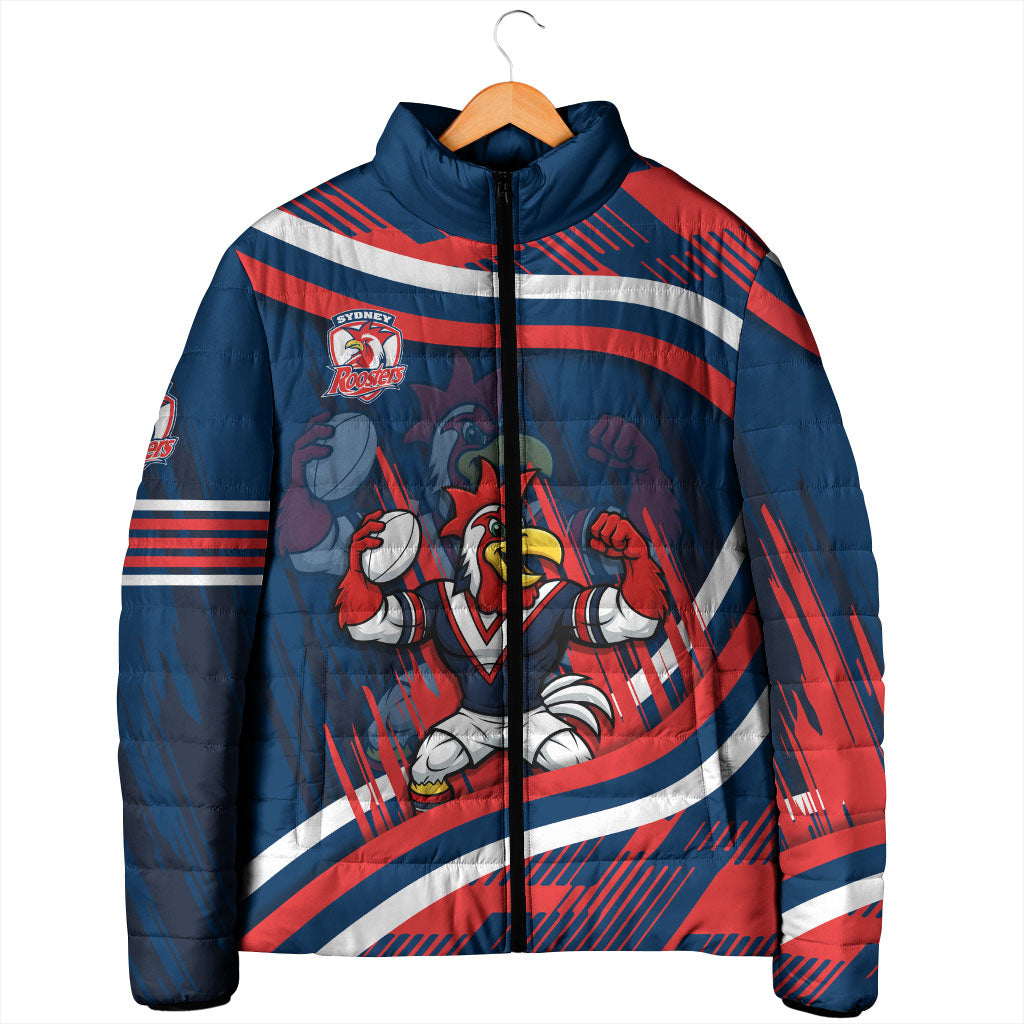 Roosters Rugby Mascot Padded Jacket Fierce Athlete Graphic in Sports Style