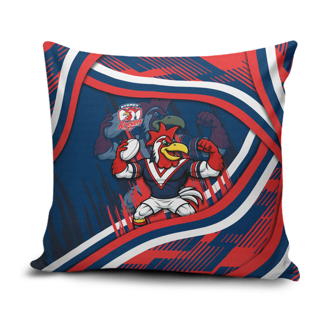 Roosters Rugby Mascot Pillow Cover Fierce Athlete Graphic in Sports Style
