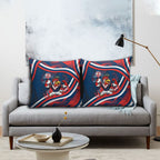 Roosters Rugby Mascot Pillow Cover Fierce Athlete Graphic in Sports Style